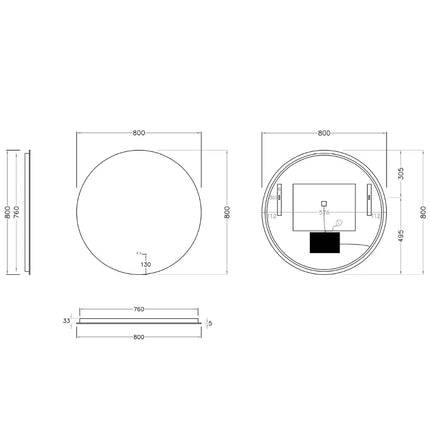 Diana Copper-Free Coated Round LED Backlit Mirror