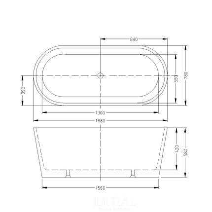 Ario 1700 Freestanding Bathtub Gloss White Non-Over Flow 1690X780X580 ,