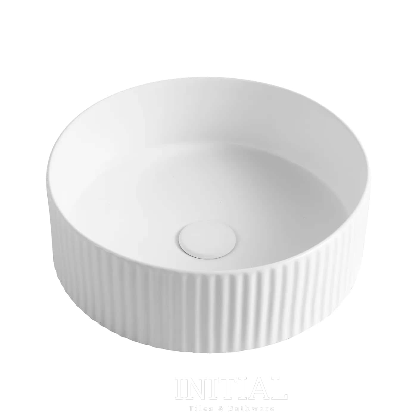 Marlo Round French Fluted Above Counter Basin, Matte White , Default Title