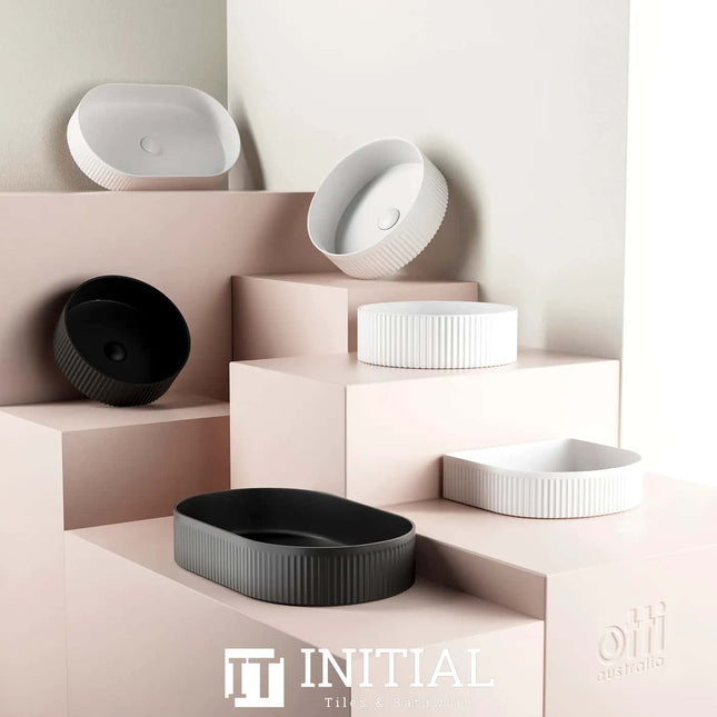 Marlo Round French Fluted Above Counter Basin, Matte Black ,