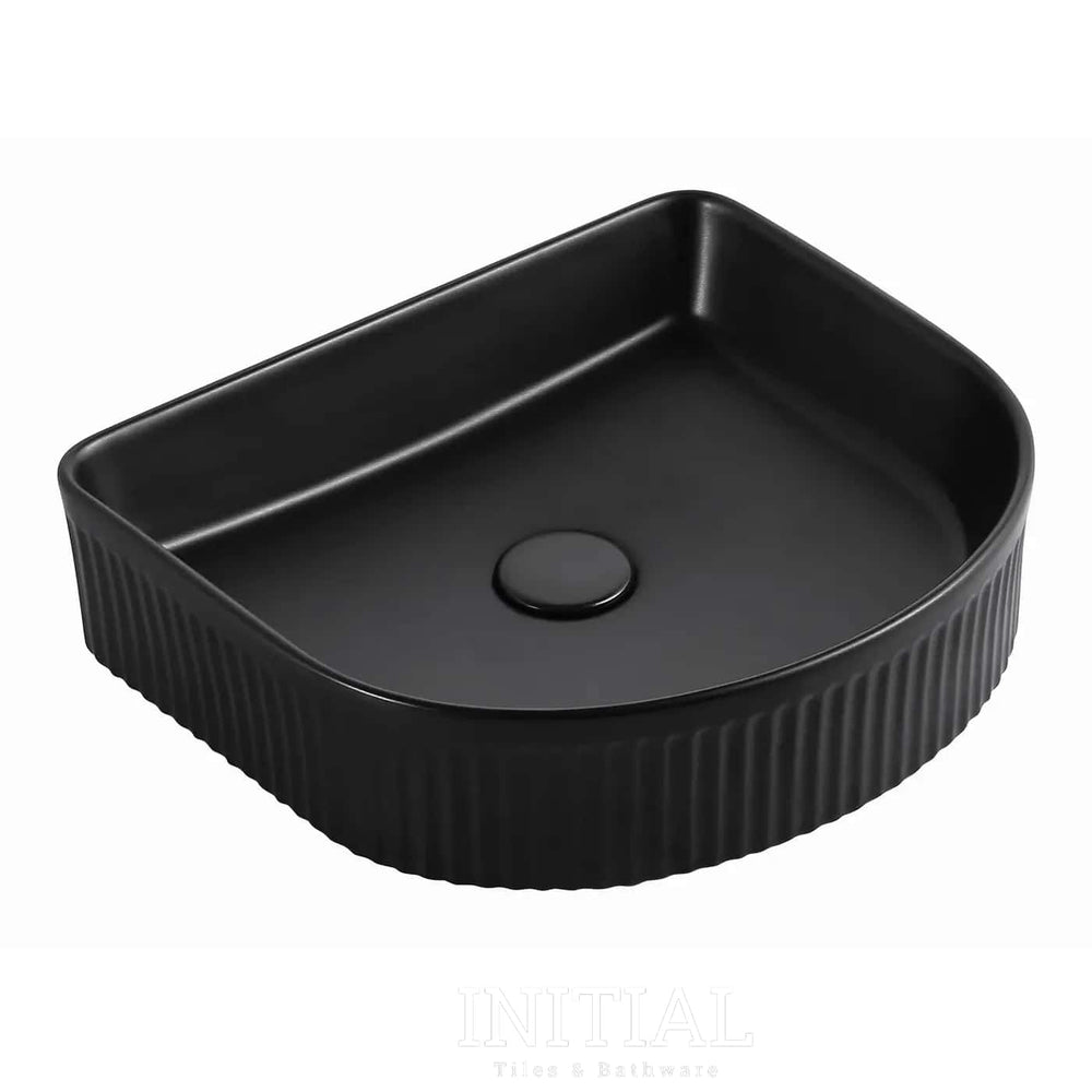 Archie Ceramic French Fluted Above Counter Basin, Matte Black , Default Title