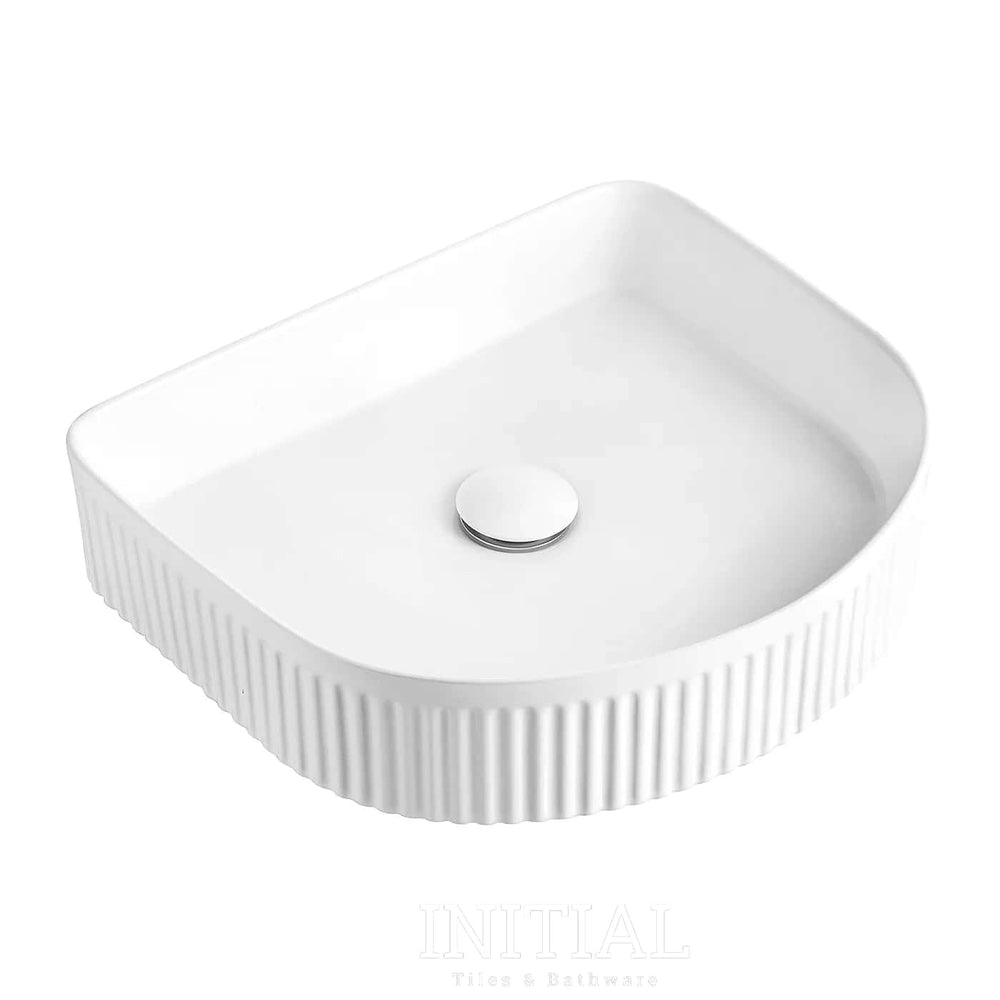 Archie Ceramic French Fluted Above Counter Basin, Matte White , Default Title