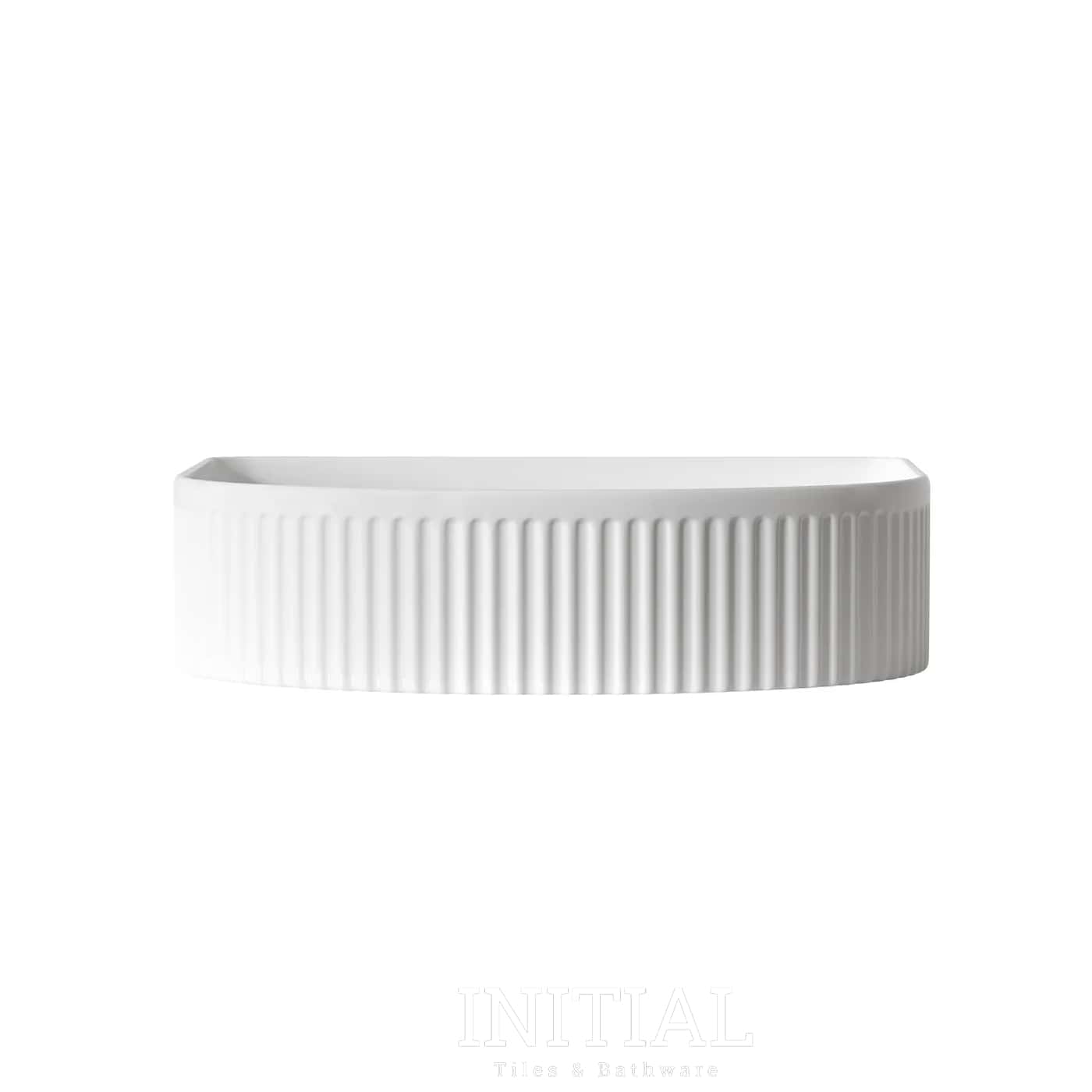 Archie Ceramic French Fluted Above Counter Basin, Matte White ,