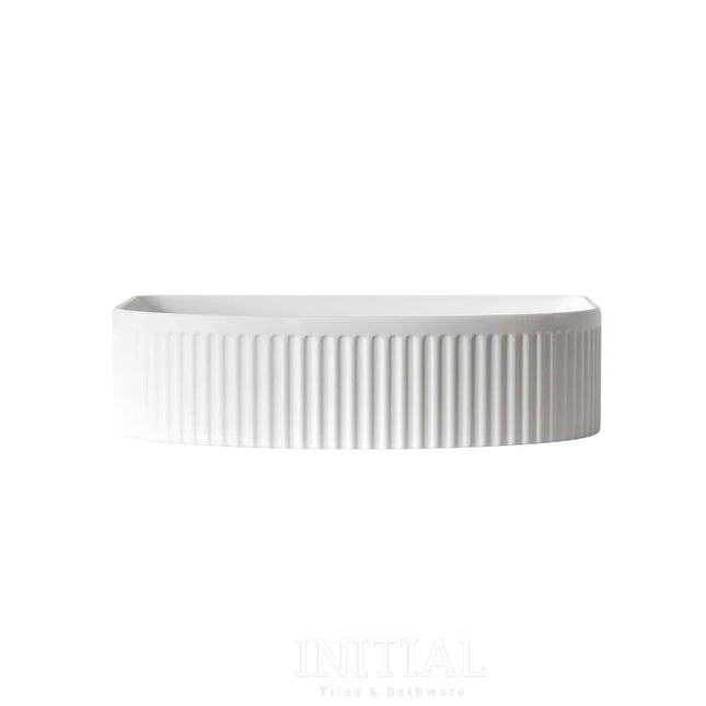 Archie Ceramic French Fluted Above Counter Basin, Matte White ,