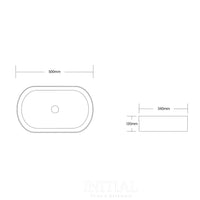 Oval Above Counter Basin, Gloss White & Matt Black, 500 X 340 X 120 mm ,