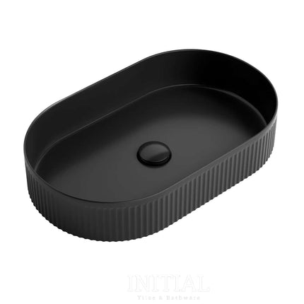 Kensington Oval French Fluted Above Counter Basin, Matte Black , Default Title