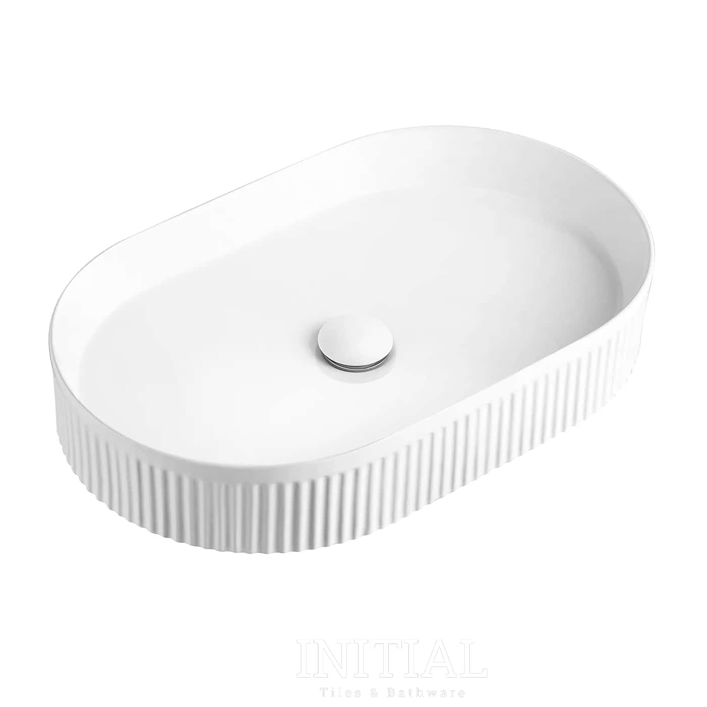 Kensington Oval French Fluted Above Counter Basin, Matte White , Default Title
