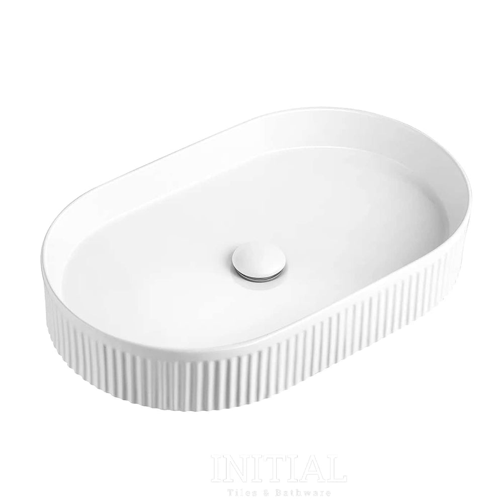 Kensington Oval French Fluted Above Counter Basin, Gloss White , Default Title