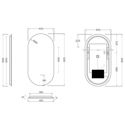 Vivo Copper-Free Coated Oval LED Backlit Mirror