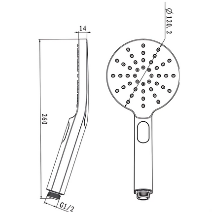 Round Hand Held Shower Set With Rail Matt Black ,