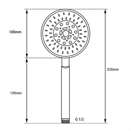 Round Right Angle Half Rail Top Water Inlet Shower Combination Matt Black ,