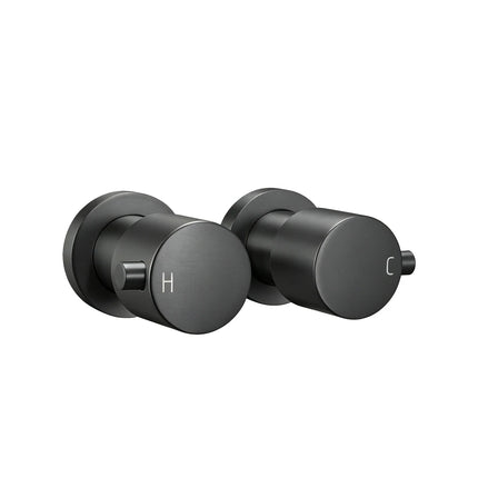 Louis Lever Round Shower Wall Taps Matt Black ,