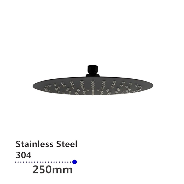 Add Round Matt Black Shower Head , 250mm