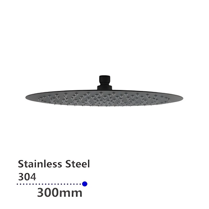 Add Round Matt Black Shower Head , 300mm