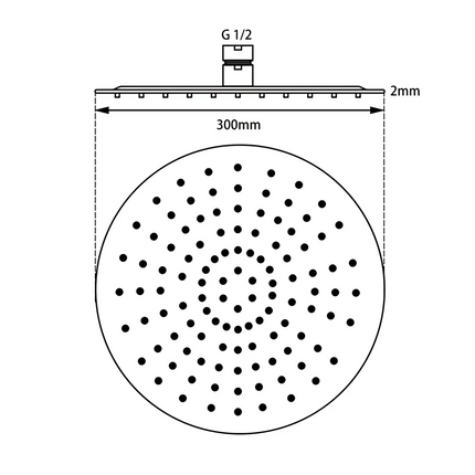 Round Top Inlet Shower Combination Matt Black ,