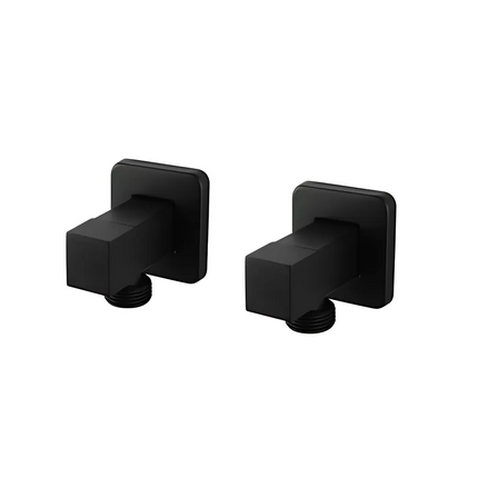 Laundry Square 1/4 Turn Washing Machine Stop Tap Pair Matt Black ,