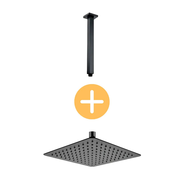 Square Ceiling Arm Shower Matt Black ,