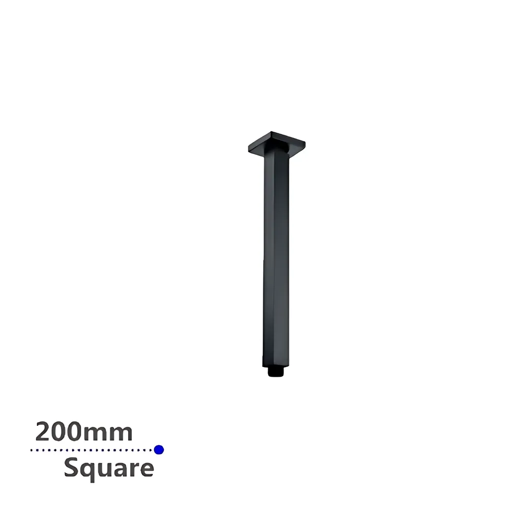 Square Ceiling Arm Shower Matt Black , 200mm