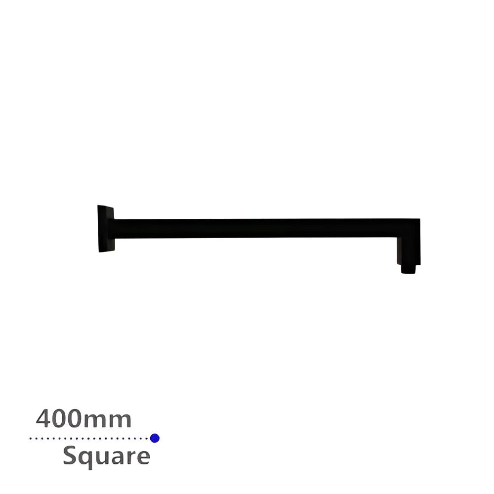 Square Brass Wall Arm Shower 400mm Matt Black ,