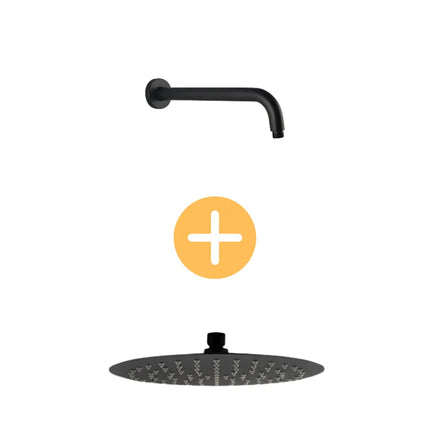 Round Stainless Steel Wall Arm Shower 400mm Matt Black ,