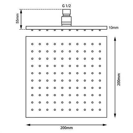 Square Top/Bottom Inlet Shower Combination Matt Black ,