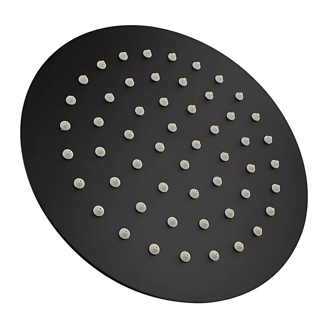 Add Round Matt Black Shower Head , 200mm
