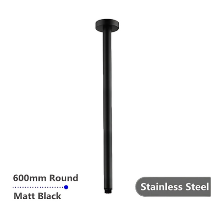 Round Ceiling Arm Shower Matt Black , 600mm