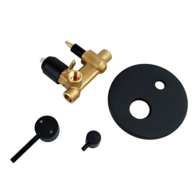 Louis Lever Round Shower/Bath Mixer Diverter Matt Black ,