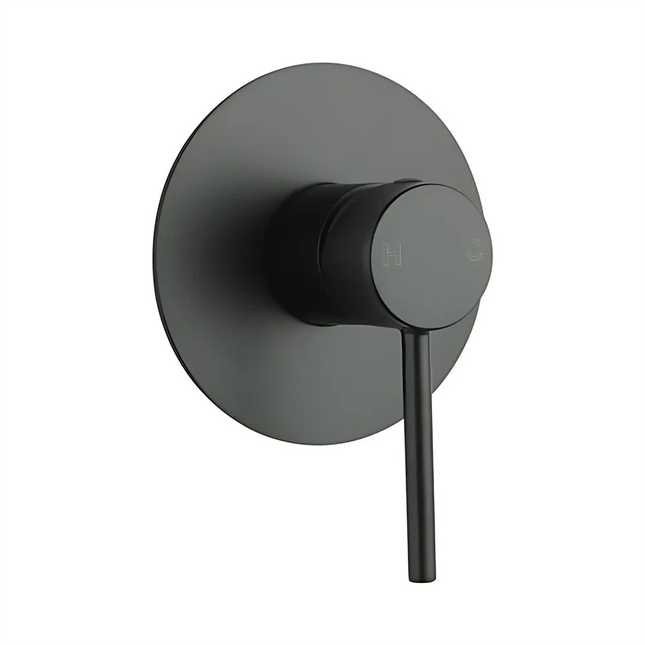 Louis Lever Round Shower/Bath Wall Mixer (80mm Cover Plate) Matt Black ,