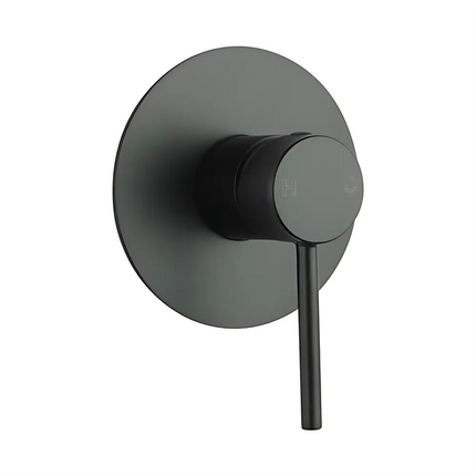 Louis Lever Round Shower/Bath Wall Mixer (80mm Cover Plate) Matt Black ,
