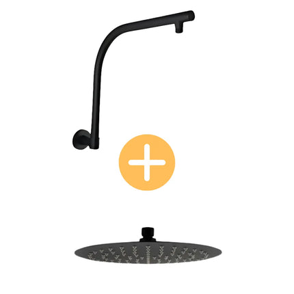 Round Swivel Wall Arm Shower Matt Black ,