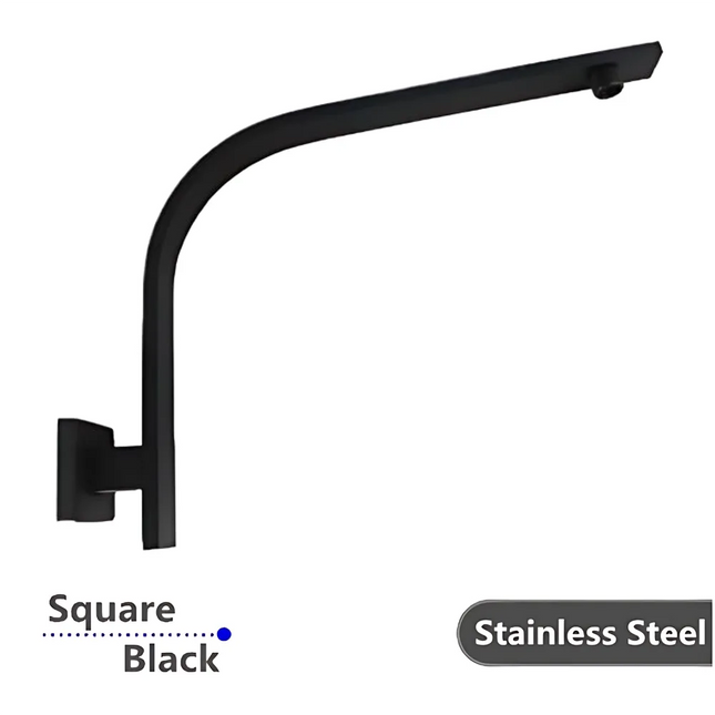 Square Goose Neck Wall Arm Shower Matt Black ,