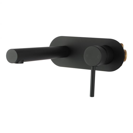 Louis Lever Round Bathtub/Basin Wall Mixer With Spout Matte Black ,