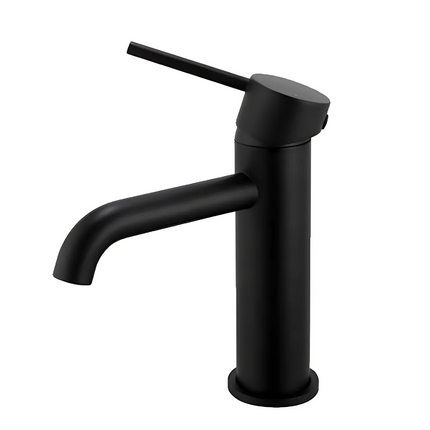 Louis Lever Round Basin Mixer Matt Black ,