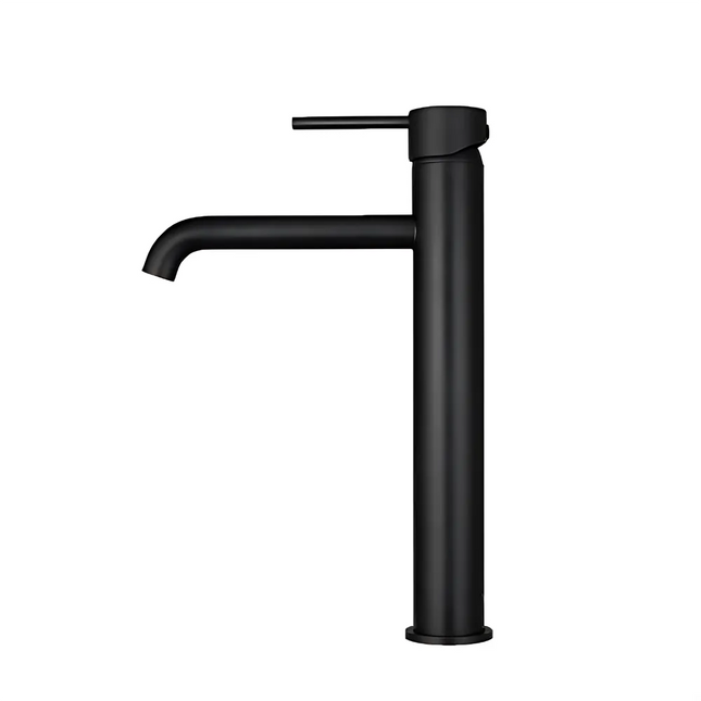 Louis Lever Round Tall Basin Mixer Matt Black ,