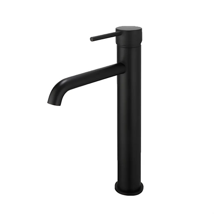 Louis Lever Round Tall Basin Mixer Matt Black ,