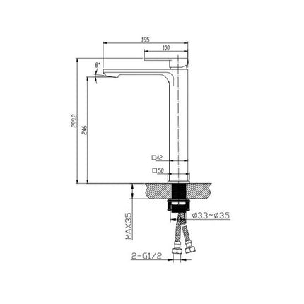 Tera Tall Basin Mixer Matte Black ,