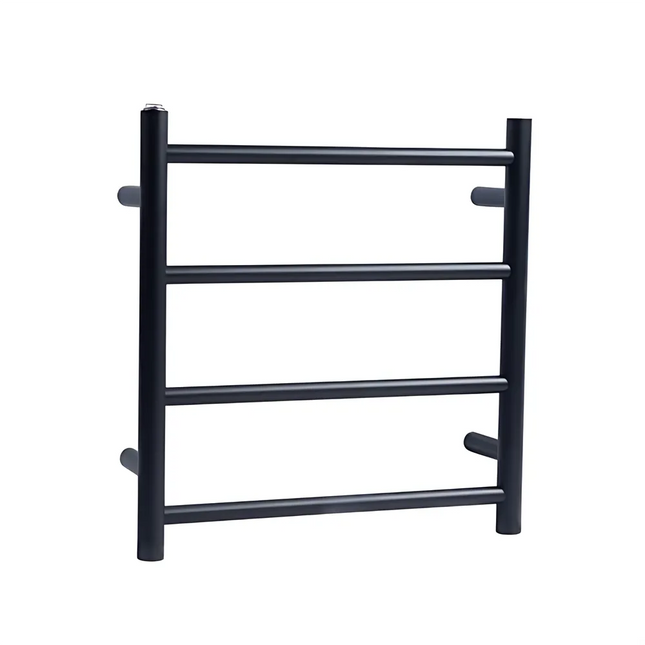 Round Electric Heated Towel Rack 4 Bars Matt Black ,