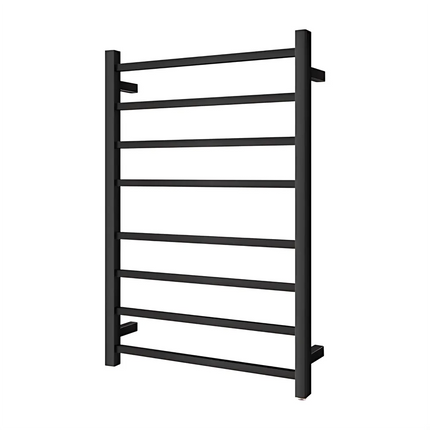 Square Electric Heated Towel Rack 8 Bars Matt Black ,