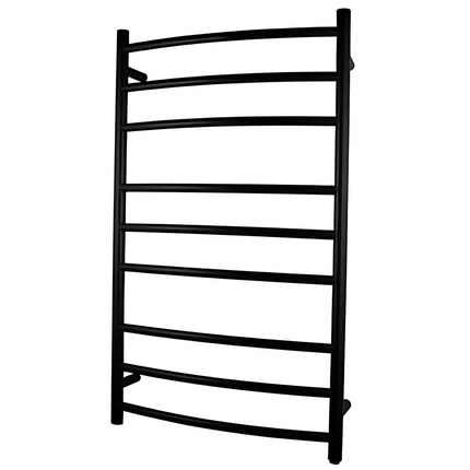 Round Electric Heated Towel Rack 9 Bars Matt Black ,