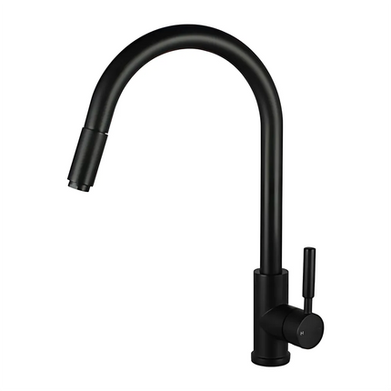 Round Pull Out Kitchen Sink Mixer Tap Matt Black ,