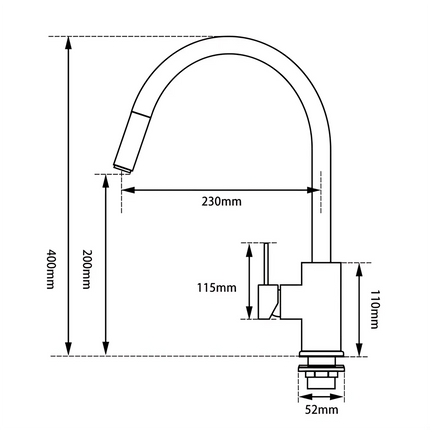 Round Pull Out Kitchen Sink Mixer Tap Matt Black ,