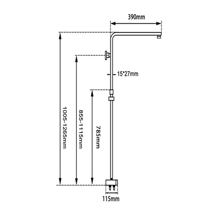 Square Top/Bottom Inlet Shower Combination Matt Black ,