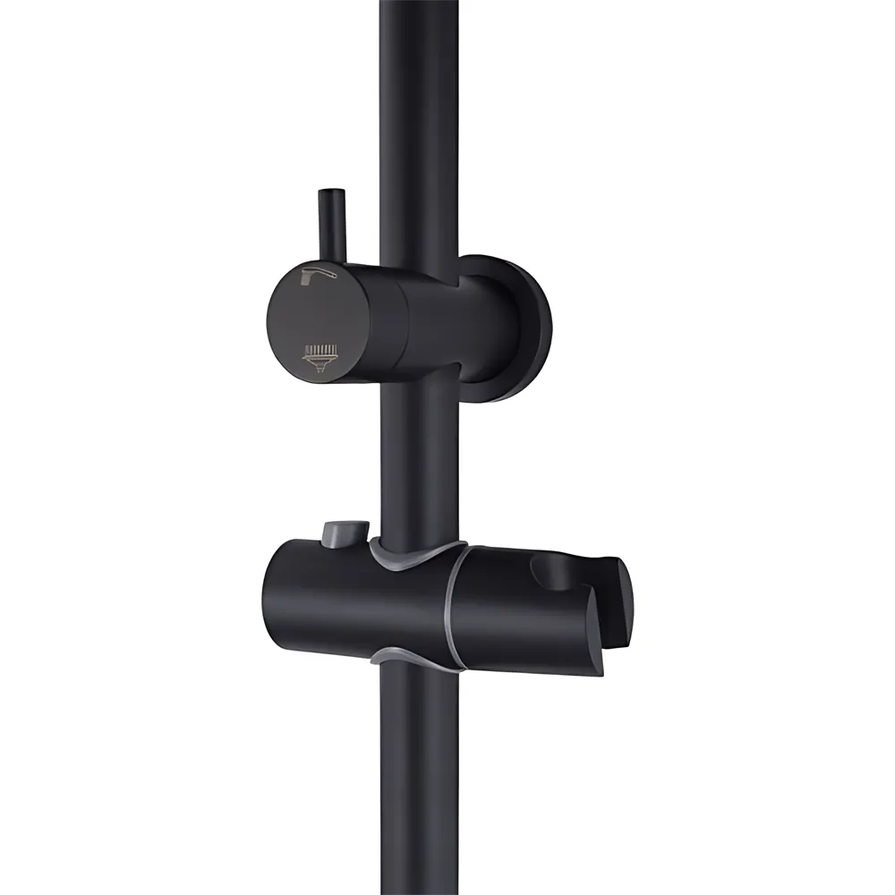Round Right Angle Top Inlet Shower Combination Matt Black ,