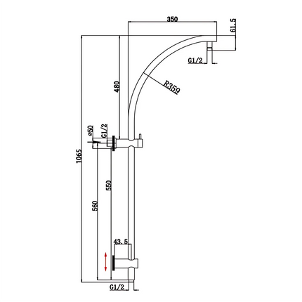 Round Top Inlet Shower Combination Matt Black ,