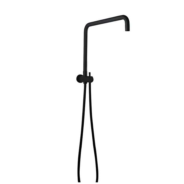 Round Right Angle Half Rail Top Water Inlet Shower Combination Matt Black ,