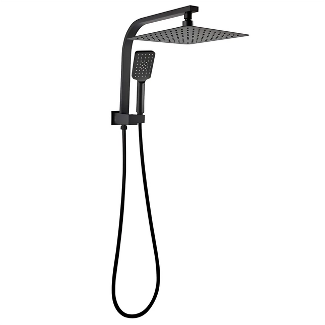 Square Half Rail Top Water Inlet Shower Combination Matt Black ,