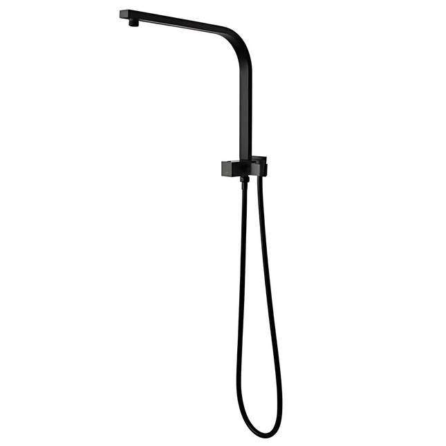 Square Half Rail Top Water Inlet Shower Combination Matt Black ,