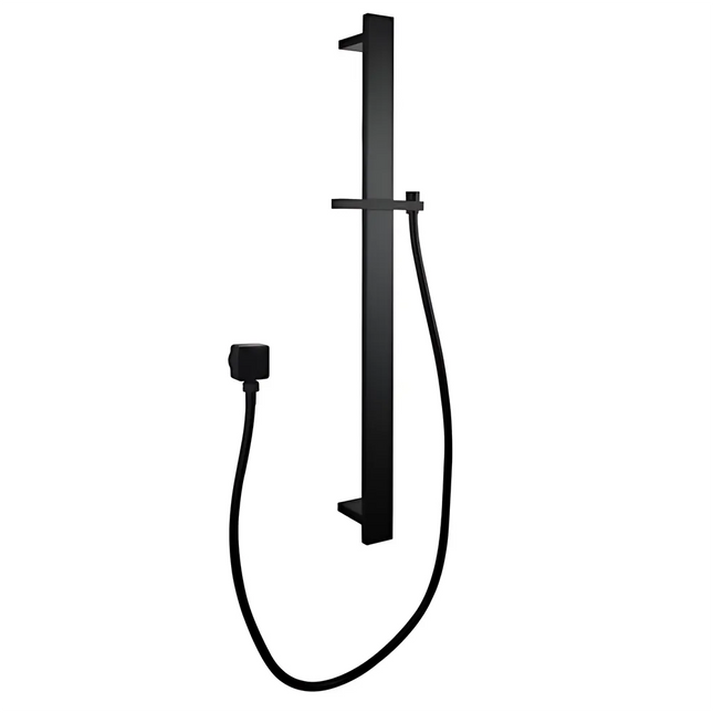 Square Hand Held Shower Set With Rail Matt Black ,