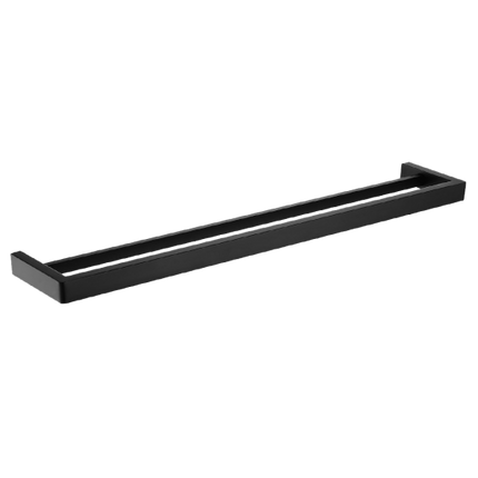 Tera Square Double Towel Rail 800mm Matt Black , Default Title